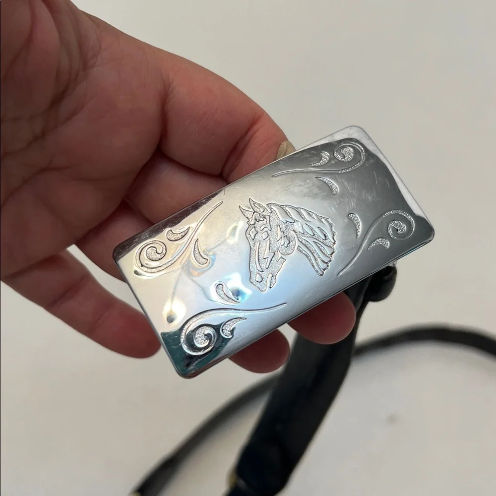 TEX TAN WESTERN BELT WITH SILVER HORSE BUCKLE CHAMBERS CO.